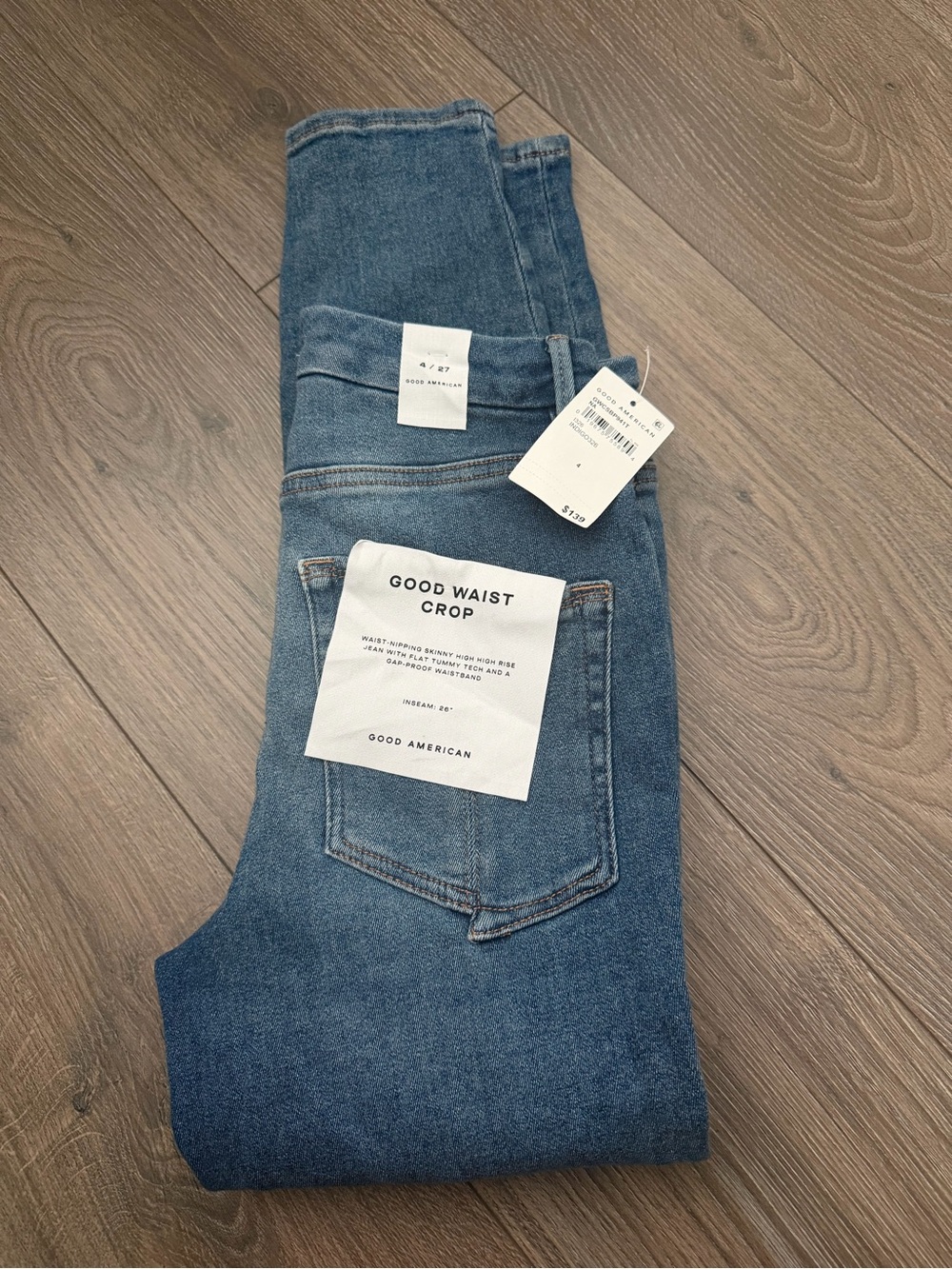 Women’s blue jeans Good american women’s crop 4/27 skinny jeans NWT